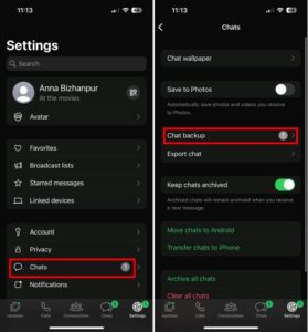 How to back up chat in Whatsapp 